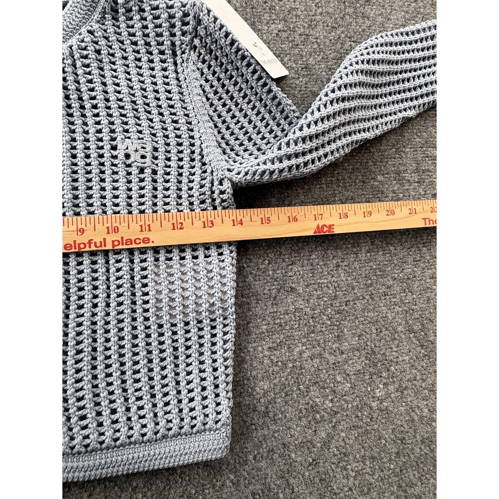 Alexander wang Sweater Cardigan Womens XS Blue Knit Cropped Crewneck Logo - Picture 6 of 7